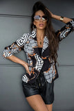 Print Elegant Turndown Collar Regular