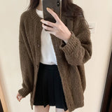 Cardigan Candy Color Soft Waxy Sweater Girl Autumn And Winter New Loose Lazy Circle Yarn Sweater Jacket-Outfit