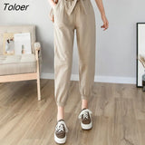 Pants Women Summer Harem Trousers Waist-band Bows Loose Students High-waist Korean-style All-match Womens Fashion