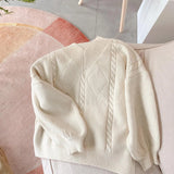 2020 Winter Korean Casual V Neck Lantern Sleeve Loose Rabbit Hair Soft Thicked Pullover Women Oversized Knitted
