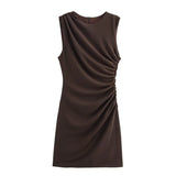 Homemade New Women's Classic Folded Decorative Short Dress