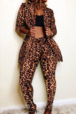 Fashion Print Turndown Collar Long Sleeve Blazer Suit Two Pice
