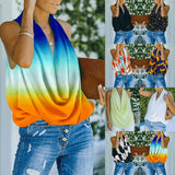 Independent Station Sexy Fashion Women's Wear New Fashion Style Pile Collar Sleeveless Blouse-Outfit