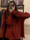 Tops 2022 Women Autumn Winter Loose Solid Color Round Neck Women's Sweater Pullover Bottoming Top Oversized