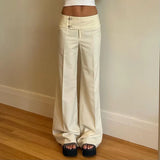 Commuting Wind Side Hook Buckle Straight Suit Pants Low-Rise Simple Comfortable Loose Leisure