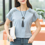 Cotton Summer Blouses Lace Batwing Sleeve Shirts Women Tops Solid Shirts Female Korean 2022 Casual Blusas