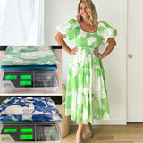 Spring And Summer Temperament Elegant Print Shoulder Bubble Sleeve Fashion