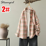 Women's Plaid Woolen Shirt Oversize Autumn 2022 Thick Warm Plaid Blouses And Shirts Winter Oversized Women Woolen Shirt