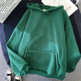 Solid Hoodies Autumn Harajuku Long Sleeve Hooded Female Sweatshirt Winter Pocket Oversized Basic Hoody Sudaderas Tops