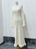 New Women's Pure-Colored Round-Neck Long Sleeves To The Wooden Ear