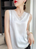 Summer Sleeveless Blouse Women 2022 Silk Tops Elegant Satin Tank Tops Green Women Summer Top Blouse Shirt