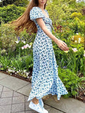 Puff Sleeve Floral Maxi Dress-Outfit
