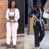 Long-Sleeved Knitted Shirt Coat + Straight Trousers + Vest Three-Piece Set High Quality Women's