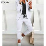 Piece Sets Womens Elegant Blazer Coat Long Pants Suit Autumn Winter Casual Fashion Office Lady Outfits Chic Daily