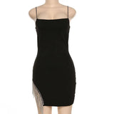 Toloer Summer New Women's Pendant Hem With A Word Collar Sexy Backless Dress