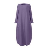 ZANZEA 2022 Kaftan Muslim Maxi Dress Women's Islamic Sundress Long Sleeve Vestidos Female Casual Solid Robe