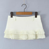 Striped Short-Sleeved T-Shirt + Low-Rise 100-Fold Skirt 2025 Spring New