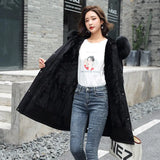 Winter New Women's Parkas Plush Cotton Jacket Thick Coat with Hood Oversized Midi Long Wool Collar Warm Padded Hot