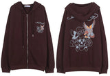 Y2k winter sweater clothes brown jacket zip sweatshirt oversized hoodie female xl retro long sleeve pullover with