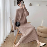 Women Bodycon Sheath Sweater Dress Female Knitted Long Sleeve Casual Midi