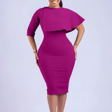 Large-Size Female Decoration Height Waist Lotus Side Temperament Commuter Pencil Skirt