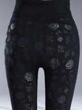 Autumn Winter Printed Women's Legging Wear High Waist Elastic Black Gym Fitness Push Up Pants Velvet Cotton Clothes