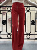 Celmia Elegant Wide Leg Pants 2022 Fashion Women High Waist Buttons Long Trousers Casual Streetwear Solid Party Pantalon