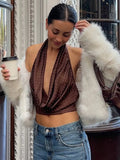 Hot Girls Pure Desire To Lead The Wave Point Hit The Color Sexy Dew Back Tonic Strap Short Umbilly Hanging Neck Small Vest