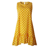 New Women Summer Dress Polka Dot Chiffon Sleeveless Beach Mini Dress Casual Blue Sundress Fashion Plus Size For