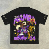 Men's T-Shirt 2024 Basketball Shirt Sports Style Short-Sleeved Cotton Print Loose T-Shirt Street Hip-Hop Blouse Short Sleeves-Outfit