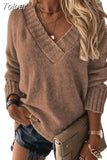 Long Knitted Autumn Women Oversize Sweater Winter V Neck Blue Thick Knit Pullover Sleeve White Warm Sweaters