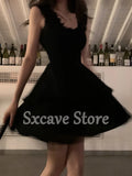 Black Bodycon Dress Women Elegant Even Party Y2k Mini Dress Office Lady Pure Color Sexy Beach Style Korea Dress 2022