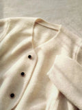 Left Bank Lazy Purple V-Neck Knitted Cardigan Blouse 2024 Autumn And Winter New Small Sweater Coat-Outfit
