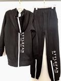 Street Loose Oversized Tracksuit Back Zipper Long Hoodie + Pants Set Winter Alphabet Sportswear Pullover Hip-Hop Two-Piece