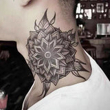 Black Flower Neck Fake Tattoo Sticker For Men Waterproof Flash Temporary Tatto Body Arm Art