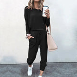 Women 2 Piece Set Loose Comfortable Simple Style Solid Color Long Sleeve Casual Suit Clothes 2020 top Spring