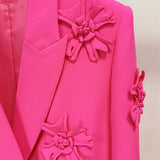 Hot New Double Buckle Heavy Industry Three-Dimensional Flower Decoration Suit Jacket + Trousers