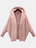 Winter Woman Coat 2022 Very Warm Oversized Cardigan Solid Bat Sleeve Hooded Loose Plush Coats for Women Clothing