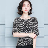 Spring and Summer New Women's Striped Office Lady Style Short Sleeve Blouse Plus Size 4XL Women Base Shirt Blusas