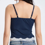 Woman Clothing y2k Crop Top Summer Clothes Cheap Lace Patchwork Sleeveless Backless Sweet Bow Front Camis Corset Top-Outfit