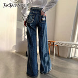 Casual Blue Denim Trousers For Women High Waist Loose Straight Full Length Jeans Female 2021 Summer Fashion