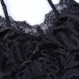 top Vintage Gothic Velvet Black Women Camis Grunge Punk Sexy Lace Trim Bodycon Crop Tops Elegant Backless Emo Streetwear-Outfit