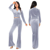 Women's Autumn 2023 New Women's Suit Leisure Fashion Velvet Cardigan Slim Two-Piece Set-Outfit