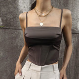 Bandage Straps Crop Top for Women Summer Outfits Elegant Backless Lace Up Cami Top Corset Cropped