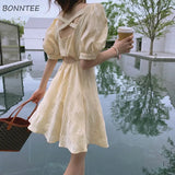Women Mini Friends Yellow Holiday Sweet Girls Beach Style Leisure French Romance Temperament Summer Fashion Puff