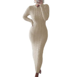 Autumer Winter Knit Sexy Skims Pullover Women Sweater Thick Long Dress Crew Neck Long Sleeve Top Elegant Chic Casual