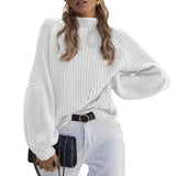 2025 New Loose Half-High Collar Knitwear Women's Solid Color Turtleneck