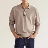 Wish Autumn Long-Sleeved V-Neck Button Men's Casual Polo