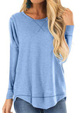 Women's Clothing 2025 Autumn And Winter Round Collar Long-Sleeved T-Shirt Solid Color Loose Top Before The Short And Rear Long Tuxedo Women's