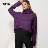 Elegant Solid Knitted Two Piece Set Women Turtleneck Batwing Long Sleeve Loose Sweater Full Length Casual Wide Leg
